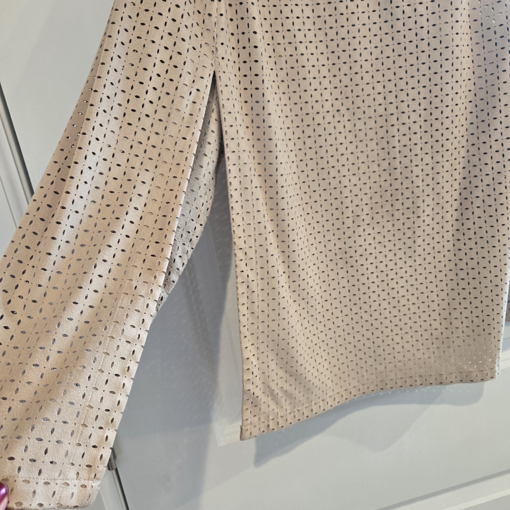 Lysse Tan Perforated Faux Suede Waterfall Open Front Vest Size Xs - Picture 5 of 6